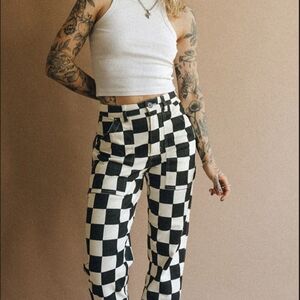 Black & White Checkerboard High-Rise Pants